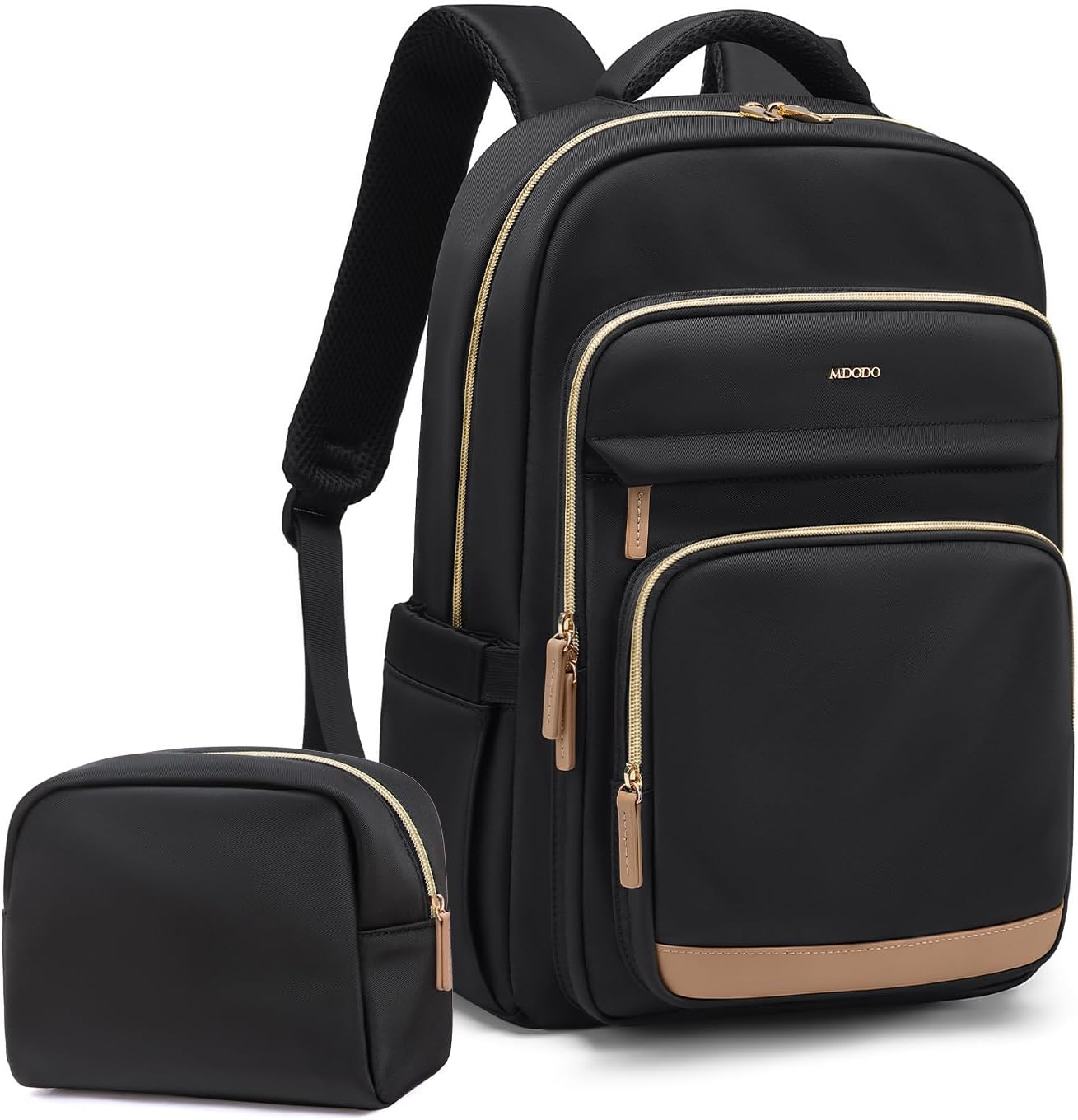 Laptop Backpack for Women,Travel Backpack with Laptop Compartment,Casual Daypack College Bookbag Computer Backpack for Work with Small Organizer Bag,Black
