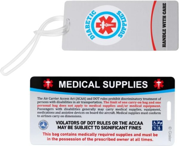 Medical Equipment Luggage Tag, Medical Equipment ID Identification Luggage Tag Medical Alert Bag Tag Travel Supplies (2.1" X 4.5", Diabetic - White) - Image 2