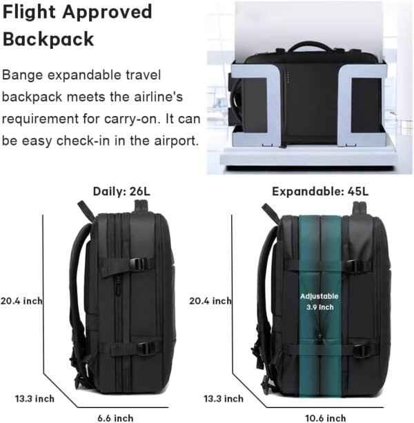 BANGE 45L Travel Backpack, Carry On Backpack Convertible Duffle Bag Fit for 17.3 Inch Laptop for Men and Women - Image 3