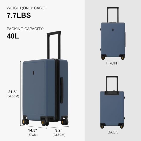 LEVEL8 Elegance Carry On Suitcase, 20 Inch Carry On Luggage with Wheels, Hardside Large Suitcases with Wheels, Tsa Lock,20-Inch, Blue Grey - Image 7