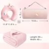 Kids Travel Blanket and Pillow- Premium Soft Pink Airplane Blanket with Adjustable Travel Bag, Hand Luggage Belt Compact Pack Large Blanket for Car, Road Trip, Home Use (60"*40" in) - Image 4
