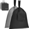 Travel Laundry bags, 2 Pack Dirty Laundry Travel Bag, Foldable Dirty Clothes Bag for Traveling, Washable and Small Laundry Bag with Handles for Suitcase, Gym, Camping, Black+Grey