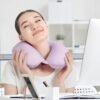 Travel Neck Pillow Airplane, Soft Memory Foam Support Head Neck Chin, with Removale Cover and Adjustable Snap Button, Comfortable Sleeping in Plane Car Train Traveling Office Home, Purple - Image 6