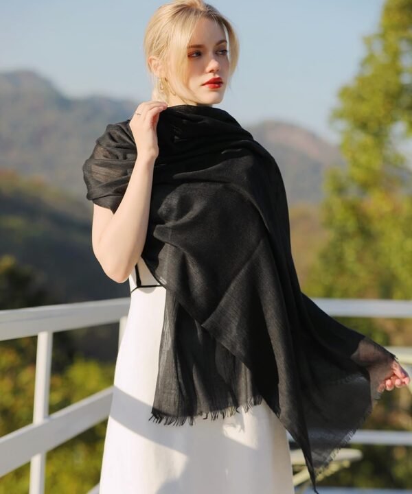 Harewom Lightweight Linen Feeling Shawl Wraps for Women Dressy Travel Gauze Summer Scarfs for Evening Dresses - Image 6