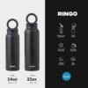 Ringo Insulated Water Bottle - Compatible MagSafe Water Bottle With Phone Holder - Stainless Steel Water Bottle With Magnetic Phone Tripod Mount - Hot 12H, Cold 24H, 360° Rotate - Black 32oz - Image 6