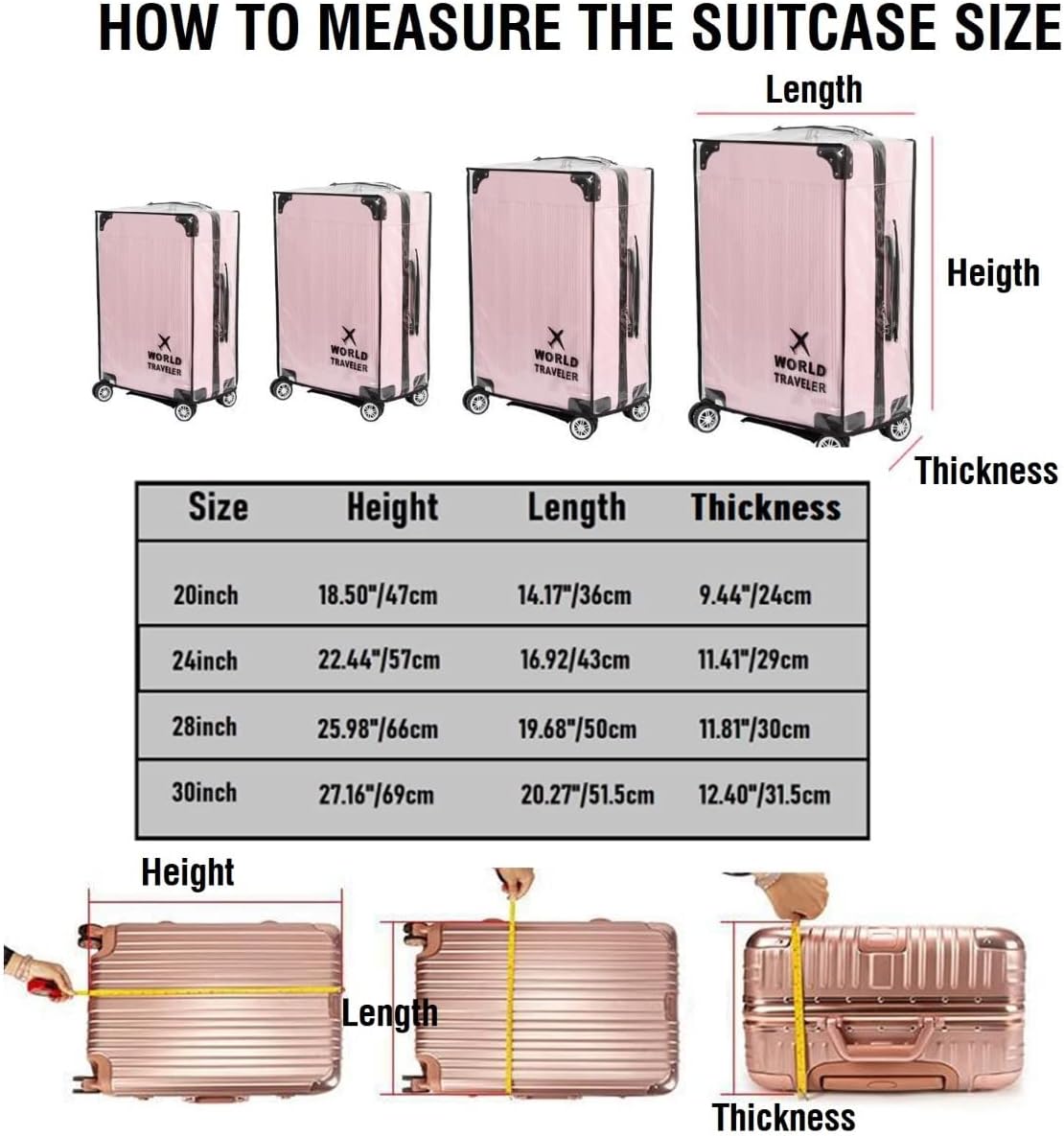 Suitcase Cover Clear PVC Luggage Protector Cover Transparent Travel Luggage Covers for Suitcase waterproof Wheeled Suitcase Cover (22") - Image 3