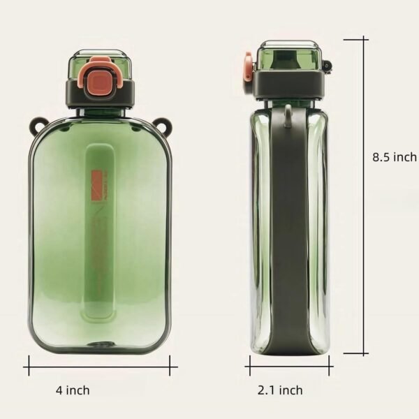 24 oz Flat Water Bottle Travel Flask Portable BPA Free Square Water Bottle Leakproof Large Water Bottles for Bag Travel Sports(Grey)
