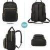 LOVEVOOK Laptop Backpack for Women, 15.6 Inch, Black, Quilted Commuter Backpack with USB Charging Port, Water Resistant, Lightweight Travel Work Backpack - Image 8