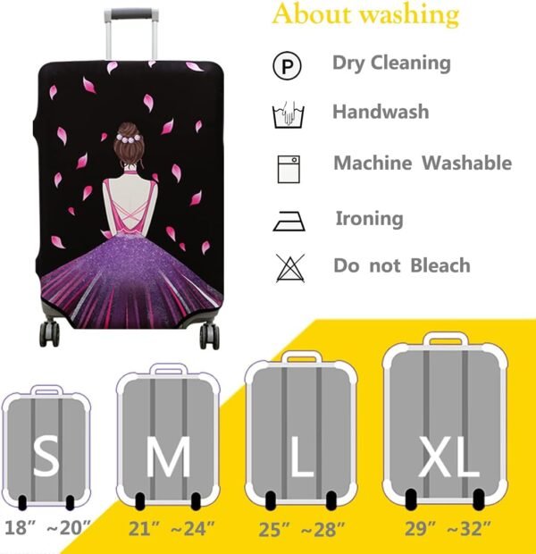 TAPE FIVE Washable Travel Luggage Cover Thickened Luggage Cover 18/24/28/32 Inch Suitcase Spandex Protective Cover (XL(29"-32" luggage), Rose Girl) - Image 5