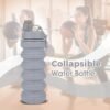Collapsible Water Bottle for Adults, Boys, Students, Kids, Reusable Silicone Foldable Water Bottles for Travel Camping Hiking, Portable Sports Water Bottle, Gray - Image 4