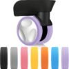 16-piece carry-on suitcase caster silicone cover, easy to install, wear-resistant and noise-proof, suitable for 8 swivel wheels silicone luggage wheel protective cover (Purple)