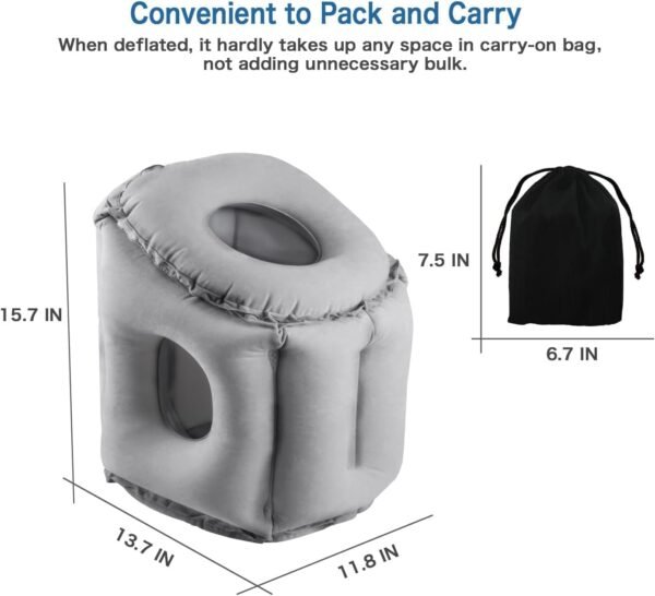 digi Travel Pillow for Airplane, Inflatable Plane Travel Pillow for Sleeping,Used for Airplanes/Cars/Trains/Office to Support to Both Head and Neck Comfortably (Middle) - Image 6