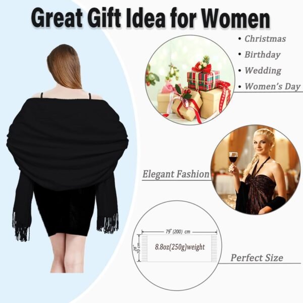 TwoYek Womens Scarf Pashmina Shawls and Wraps for Evening Dress Wedding Bridesmaid Gift - Image 4