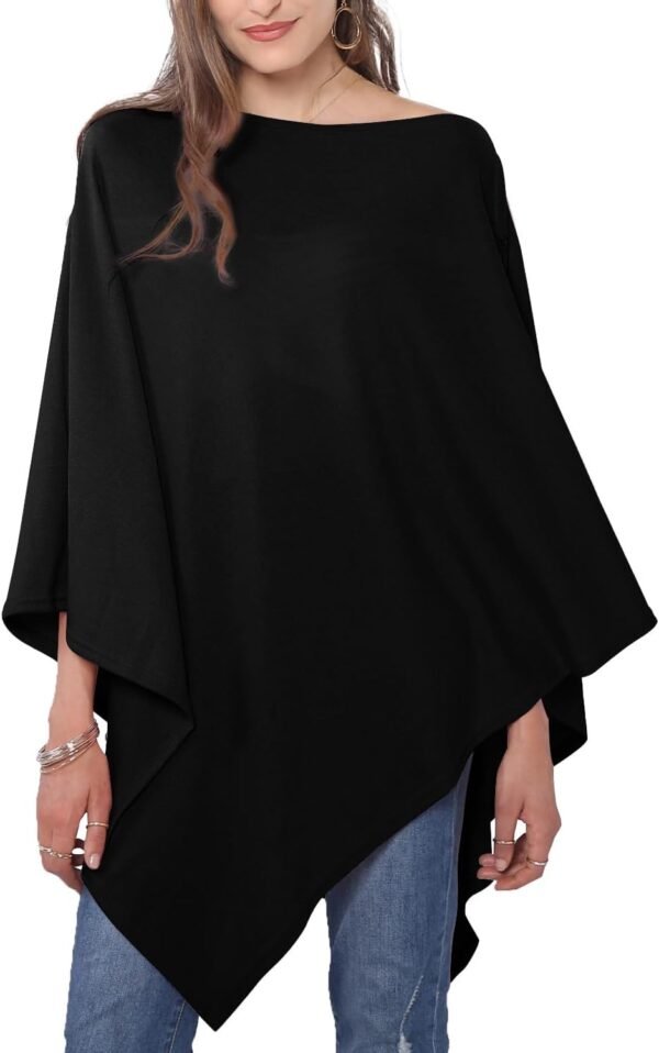 MissShorthair Women's Lightweight Knitted Scarf Poncho Sweater Cape Shawl Versatile Spring Summer Ponchos Wraps
