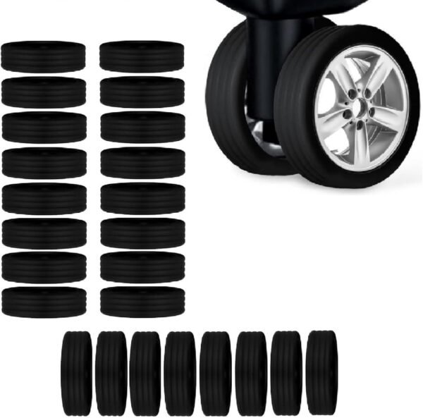 REENFAYA Luggage Wheels Cover,24PCS Luggage Suitcase Wheels Cover Carry on Luggage Suitcase Wheels Protector/Luggage Caster Cover Silicone Covers for Most Luggage Wheel/Office Chair No Noise (Black)