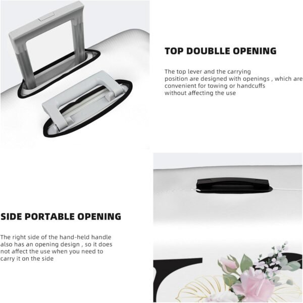 Flower Lette S White Luggage Cover Elastic Washable Stretch Suitcase Protector Anti-Scratch Travel Suitcase Cover for Kid and Adult S (18-21 inch suitcase) - Image 4