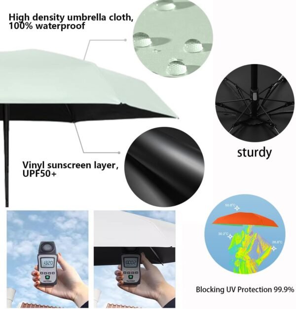 Mini Sun Travel Umbrella Ring handle Coating Layer Fabric Compact Folding Purse Umbrella/Lightweight Small Portable Backpack/Rain Sun/Blocking/Anti UPF 50 UV Protection 99.9% Men Women Kids - Image 4