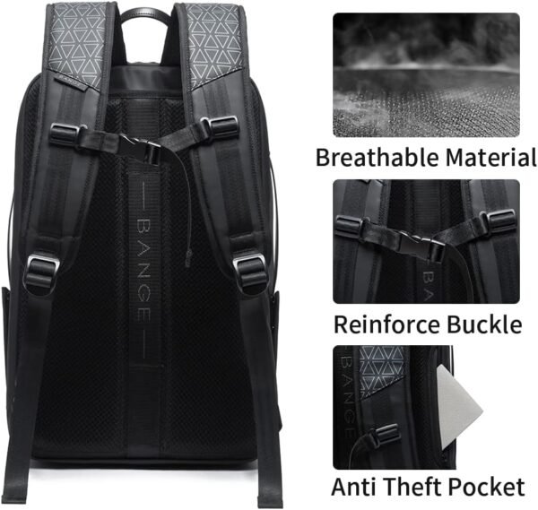 BANGE Travel Backpacks,Weekender Carry On Backpack, Waterproof Men's Business Laptop Backpack for 15.6inch - Image 6