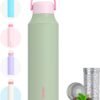 TOURIT 20 oz Insulated Water Bottle, Stainless Steel Water Bottles With Ice Strainer, Double-Wall Thermos Water Bottle, BPA Free Leakproof Thermos Bottle for Sports and Travel, Sage