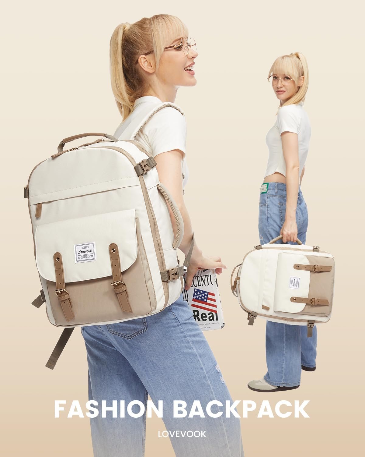 LOVEVOOK Travel Backpack For Women, 40L Large Carry On Backpack Flight Approved, TSA Personal Item Travel Bag Weekender Overnight Daypack, 17 inch Cute Laptop Backpack For College - Image 9