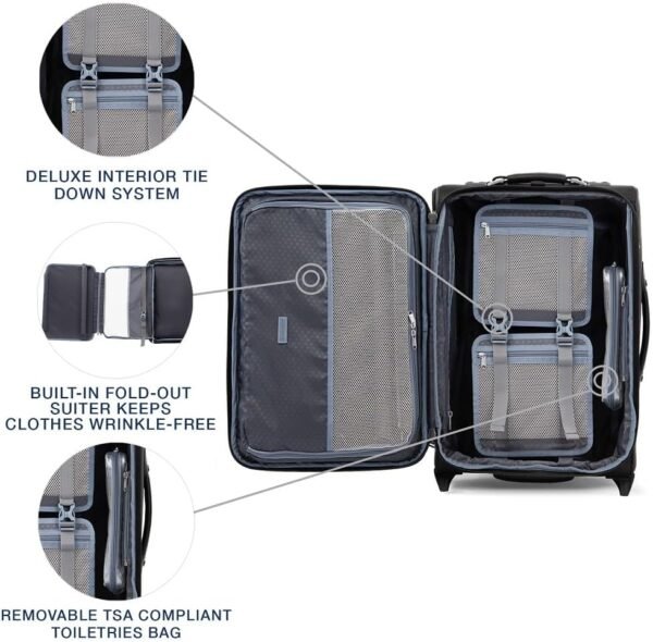 Travelpro Platinum Elite Softside Expandable Carry on Luggage, 2 Wheel Upright Suitcase, USB Port, Men and Women, Shadow Black, Carry On 22-Inch - Image 5