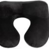 Inflatable Travel Pillow, Neck Pillow Support for Traveling, Airplanes, Cars, and Offices with Compact Carrying Bag, Soft Velvet Washable Cover, Ideal for Adult Sleepers (Black) - Image 2