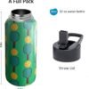 32oz Pickleball Water Bottle Insulated Vacuum Stainless Steel Tumbler Travel Mugs With Straw for Gym Camping Hiking, Green Yellow - Image 2