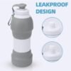 Collapsible Water Bottle, Upgrade Leakproof Foldable BPA Free Silicone Reusable Sports Bottle, Portable Refillable Bottles with Carabiner, Ideal for Travel Hiking Outdoor Camping Gym - Image 4