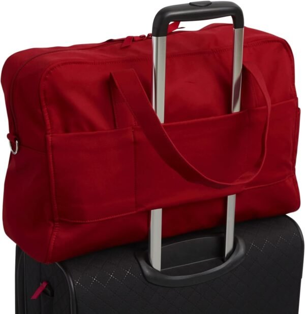 Vera Bradley Women's Cotton Weekender Travel Bag, Cardinal Red - Recycled Cotton, One Size - Image 4