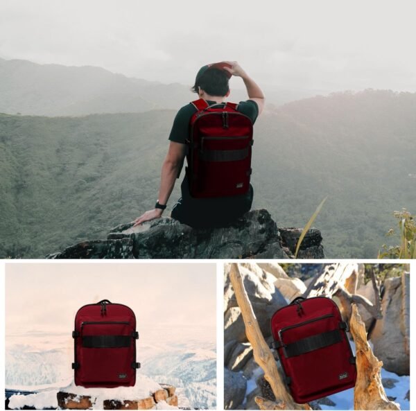 Underseat Carry-On Backpack Luggage, 15-inch Laptop Lightweight Backpack with trolley strap, Travel Commute Gym Sport, 17L Red Wine - Image 6