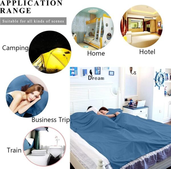 Sleeping Bag Liner, Lightweight Portable, Soft Travel and Camping Sheet, with Compact and Carry Bag, for Travel, Hotel - Image 7