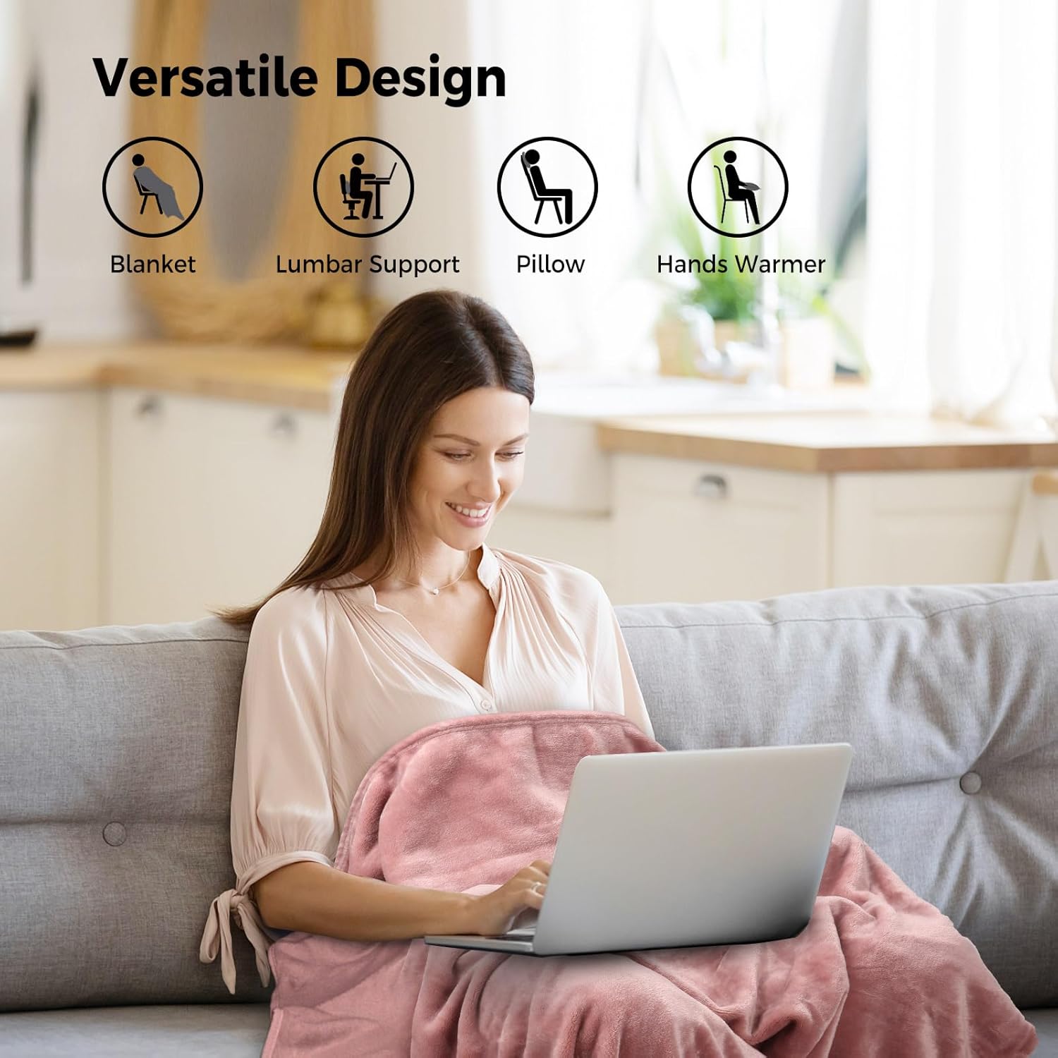 NOWWISH Travel Blanket Airplane Compact with Bag - Premium Soft 2 in 1 Airplane Blanket Pillow,Travel Essentials on Airplane, Camping, Car - Image 4