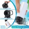 12 Set 20 oz Sublimation Aluminum Water Bottle and Sublimation Drawstring Bags Blank White Sublimation Sport Water Bottle with Drawstring Backpack for DIY Craft Travel Camping Hiking Gym - Image 3