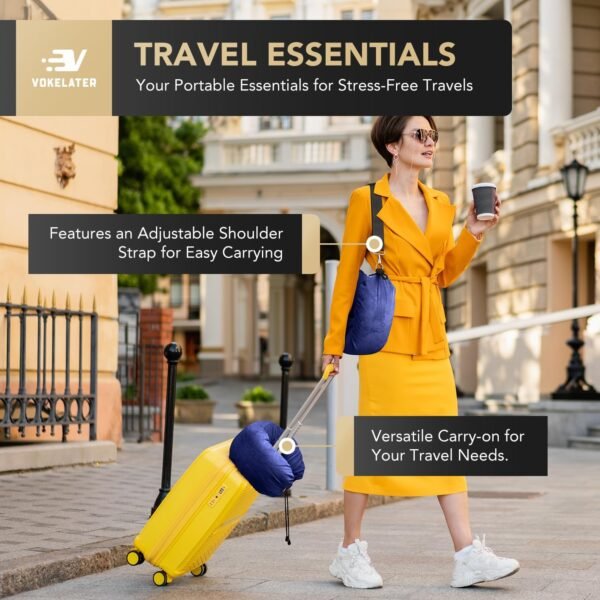 Stuffable Neck Pillow for Travel, Travel Neck Pillow for Extra Luggage Storage Ideal 1-3 Days Travel Essentials, Adjustable U-Shapes Airplane Pillow Size, Soft Velvet Cover, No Filler, Blue - Image 5