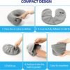 Travel Blanket and Pillow Set - Inflatable Travel Neck Pillow with Washable Soft Cover, Premium Soft Airplane Blanket with Built-in Bag, Zippered Pouch, and Hand Luggage Strap, 70" x 40" (Grey) - Image 7