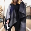 Women's Shawl Wraps Open Front Travel Poncho Cape Warm Oversized Plaid Sweaters Casual Cardigan Shawls for Fall Winter - Image 5