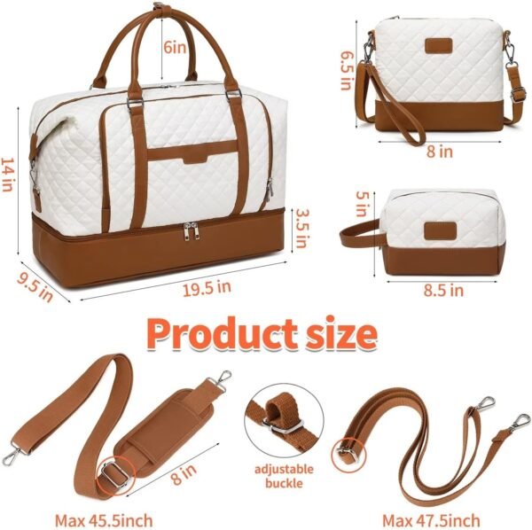 Weekender Bags for Women Overnight Bag with Shoe Compartment and Toiletry Bags Large Travel Duffel Bag Carry On Shoulder Tote with Trolley Sleeve 21" for Weekend Traveling Business Trip, Gym - Image 6