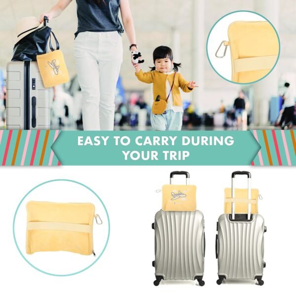 Miradapro-Toddler Airplane Bed, Kids Seat Extender & Travel Hammock, Portable Baby Bed for Airplane, Travel Essentials for Kids, Foot Rest, Comfortable & Compact Air Cot, Light Yellow - Image 5