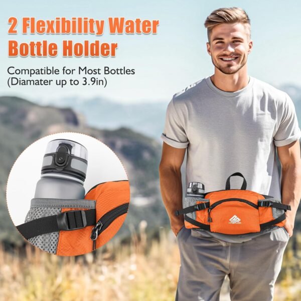 Fanny Pack Waist Bag with Water Bottle Holder for Men Women Running Hiking Travel Dog Walking Workout Cycling Outdoor (Orange) - Image 5