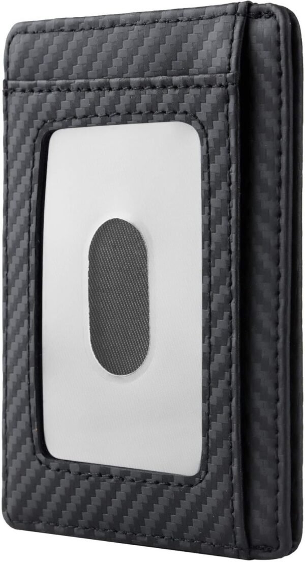 Travelambo Front Pocket Minimalist Leather Slim Wallet RFID Blocking Carbon Fiber Texture - Image 3
