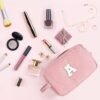Etercycle Large Travel Makeup Bag, Travel Essential Organizer Cosmetic Bag Personalized Initial Toiletry Pouch Waterproof Preppy Makeup Bag S - Image 7