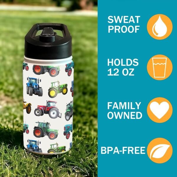 Monster Truck Kids Water Bottle for School with Straw Lid,12oz Stainless Steel Insulated Water Bottle for Boys & Girls,Leak Proof Lid with Handle & Touch Free Spout (A09) - Image 5