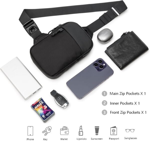 Mini Sling Bag for Men and Women, Small Crossbody Bag Trendy, Casual Waterproof Phone Chest Bag for Travel - Image 4