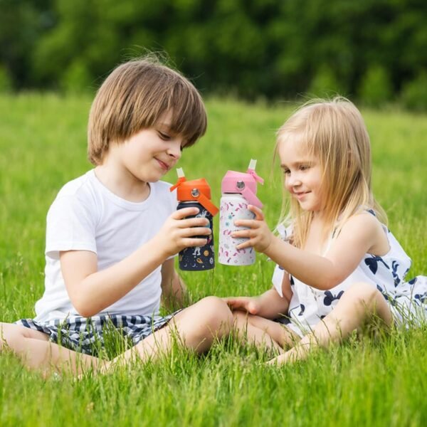 Kids Insulated Water Bottle with Straw Lid, 14oz Double Wall Vacuum 18/8 Stainless Steel Kids Tumbler, BPA-FREE Leak Proof Toddler Metal Water Bottle Kids Cups for School Travel Boys Girls - Image 8