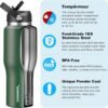 40 oz Insulated Water Bottle with Straw fit in Car Cup Holder(Cold 48 hrs, Hot 24 hrs) Drinking Bottle with Straw Lid, Spout Lid and Flex Cap Leakproof Travel Thermo Mug，Olive - Image 2