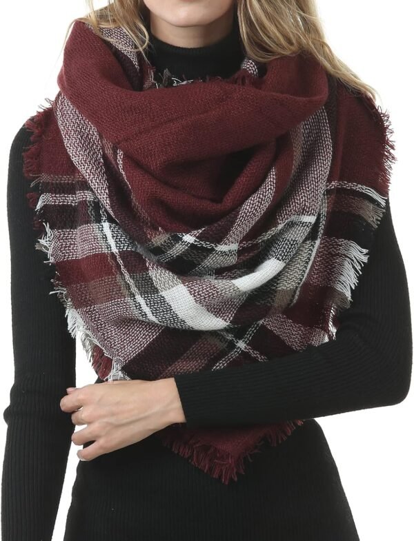 Women's Plaid Blanket Winter Scarf, Warm Cozy Tartan Wrap Oversized Shawl Winter Scarves for Women - Image 5