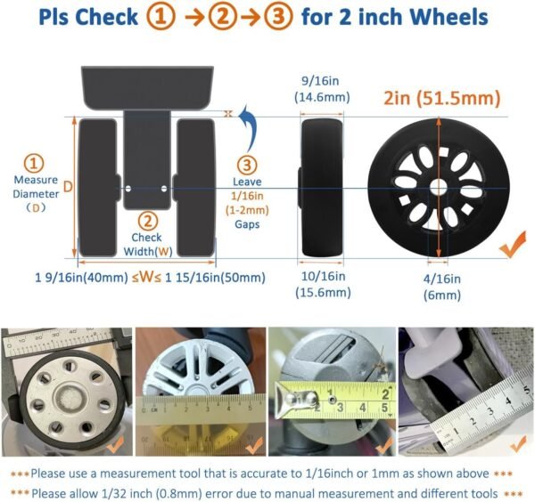 Luggage Wheels Replacement Set Repair Tool for Spinner Suitcase Trolley Bag Drawbar Travel Box - Image 2