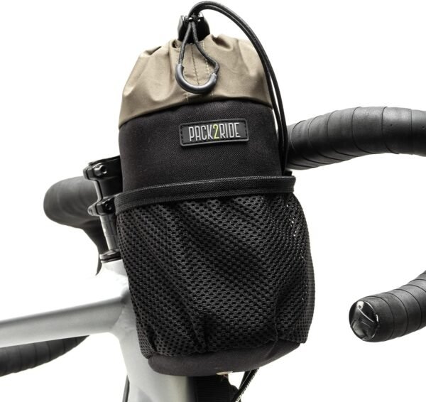 Bongo Bike Handlebar Bag - Water Resistant, Durable Cordura Fabric & Bicycle Large Water Bottle Holder - Front Biking Storage, Bikepacking Stem Bag for Cycling Travels (Black)