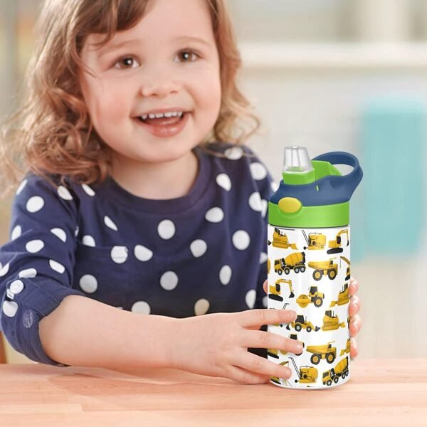 Stainless Steel Water Bottle for kids- 12 Ounce Stainless Steel Vacuum Insulated Water Bottle for Kids children,Double Wall Vacuum Insulated Bottles (Construction Truck Excavator Bulldozer) - Image 7