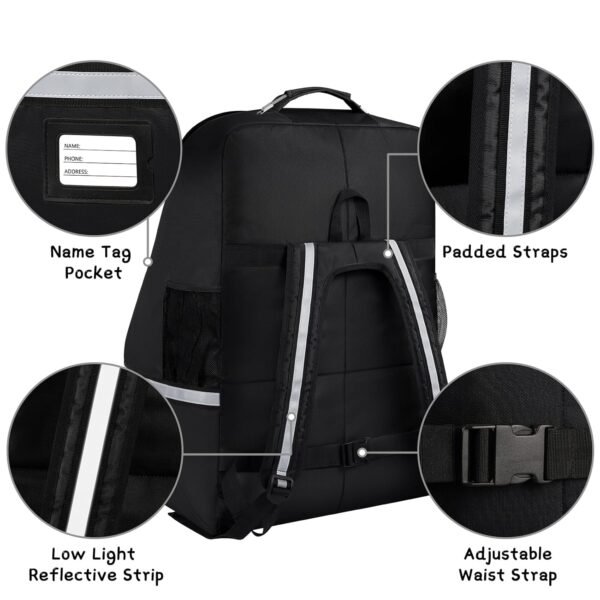Car Seat Travel Bag,Padded Car Seats Backpack with Steel Cable Handle and Reflective Stripes, Large Durable Carseat Carrier Bag,Airport Gate Check Bag,Infant Seat Travel Bag with Shoulder Strap,Black - Image 4